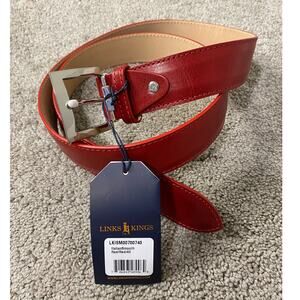 New Links & King Italian Smooth Leather Belt Size 40, Red USA
